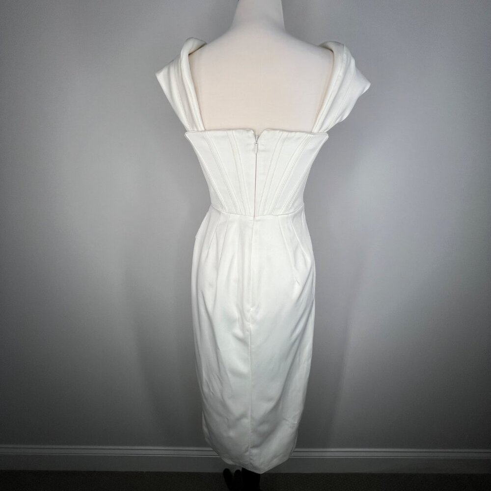 House of CB Loretta Ivory Satin Off Shoulder Corset Dress Size Medium - Picture 5 of 15